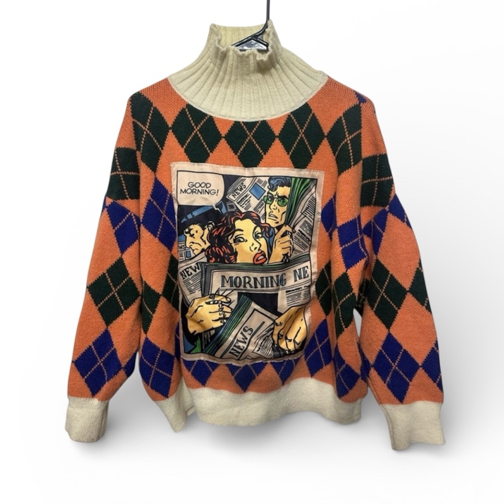 Wendy Argyle Cartoon Graphic Turtleneck Sweater‎